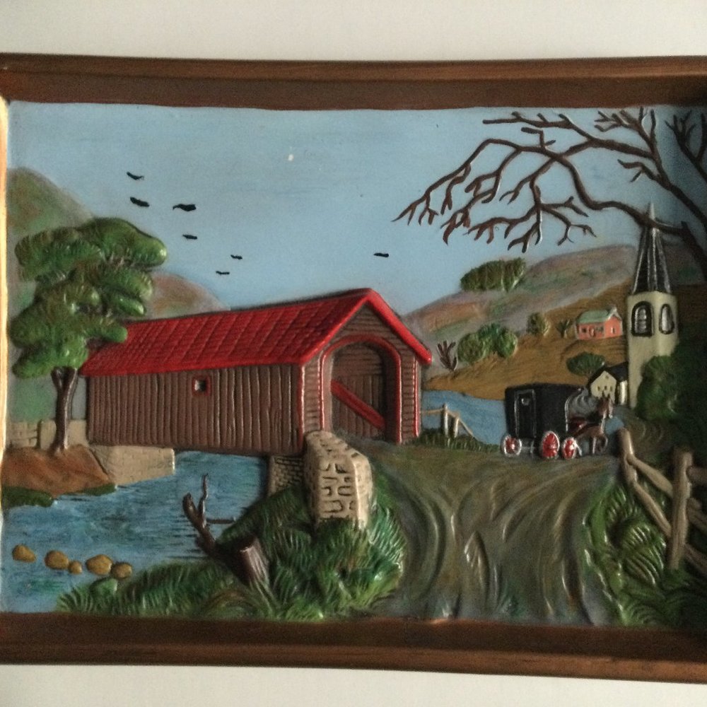 Holland Mold ceramic 3D scene landscape house wall plaque art